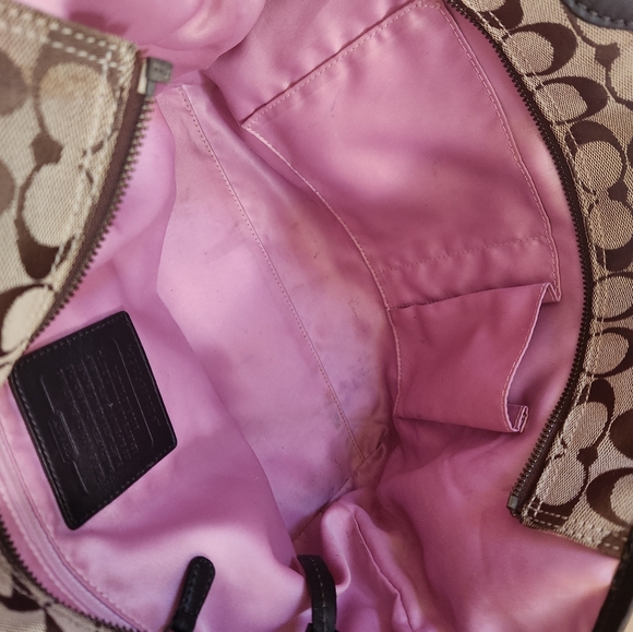 Coach 12369 Bleecker Khaki Jacquard Sig C with Brown Leather Trim Tote Bag Purse - Picture 7 of 7